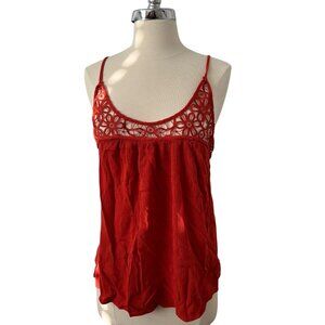 Sleeveless Crochet Floral Lace Tank Top Womens L By Ambiance